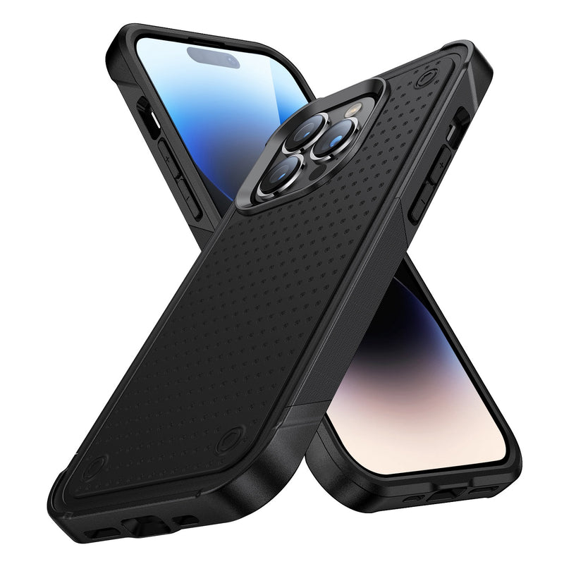 For iPhone 13 Pro Max DOT Thick Beautiful Hybrid Case Cover - Black/Black
