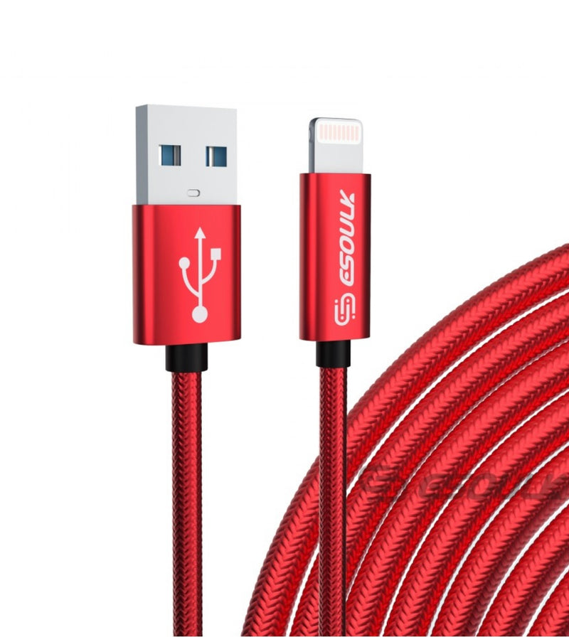 EC45L-IP-RD: Esoulk 10FT USB Cable For IPhone XS/XR/XS MAX 1.7A-Red