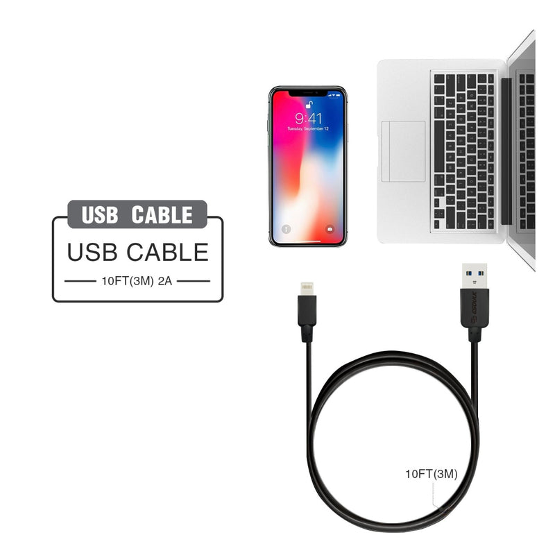 EC38P-IP-BK : 10FT Heavy Duty USB Cable 2A For IPhone Black