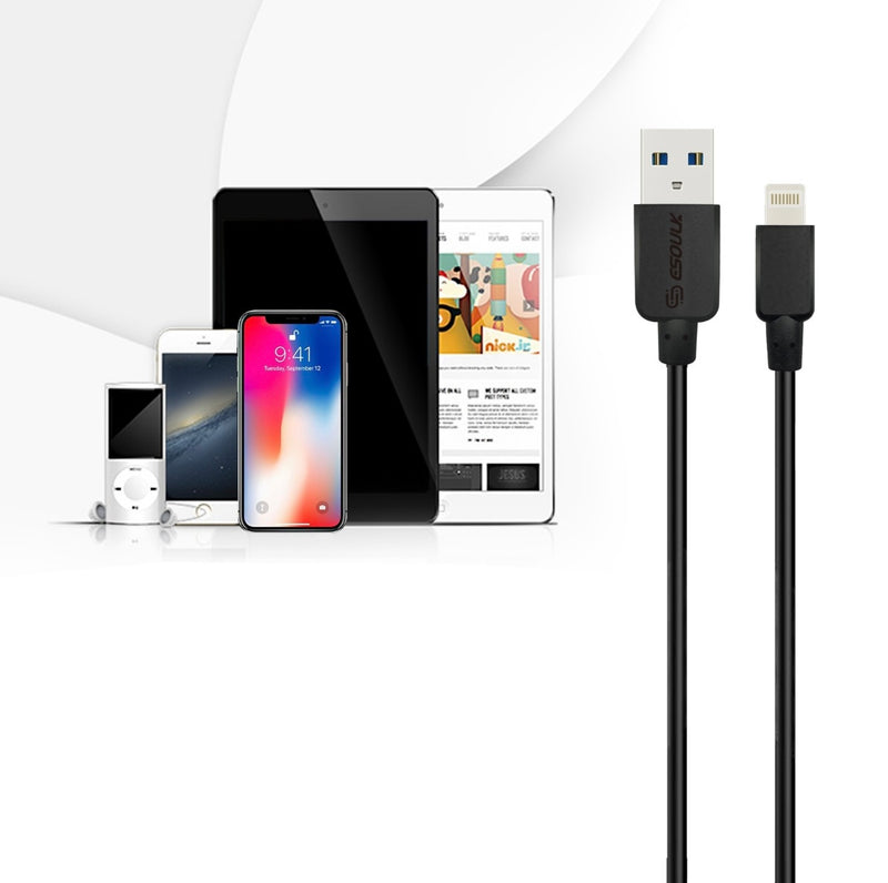 EC38P-IP-BK : 10FT Heavy Duty USB Cable 2A For IPhone Black