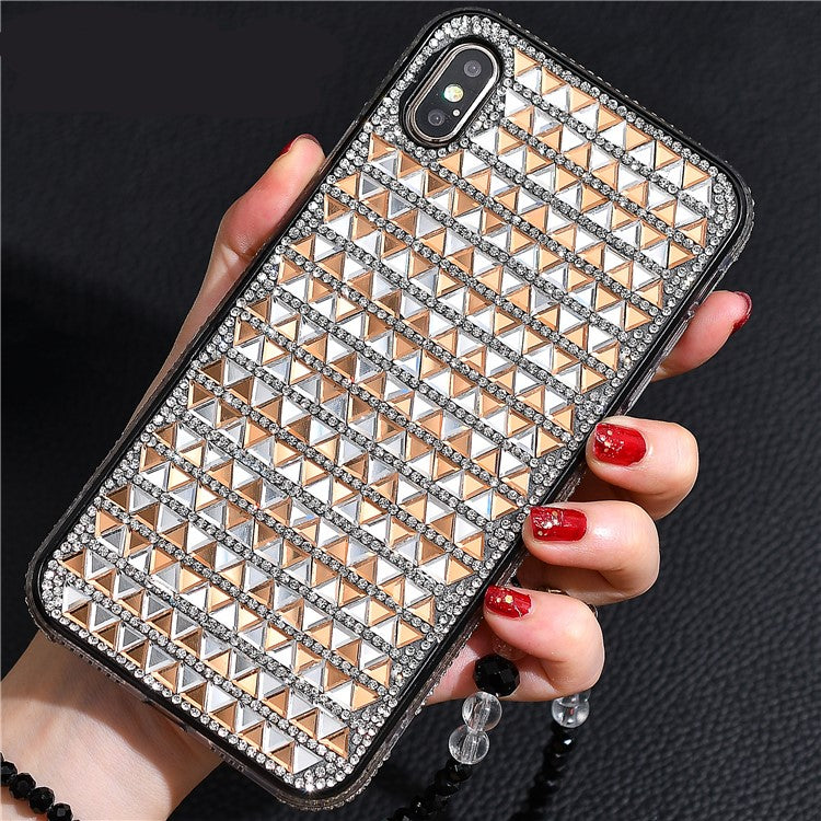 Rhombus Crystals Diamond Bling Glitter Case for iPhone 12 Pro Max (6.7") - Gold