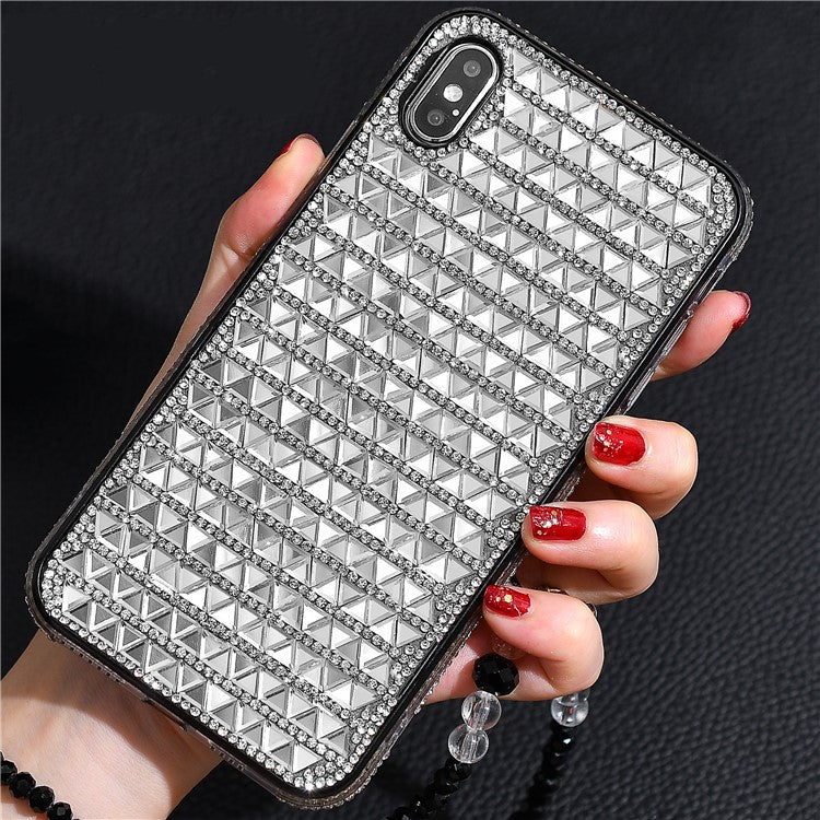 Rhombus Crystals Diamond Bling Glitter Case for iPhone 12 Pro Max (6.7") - Silver