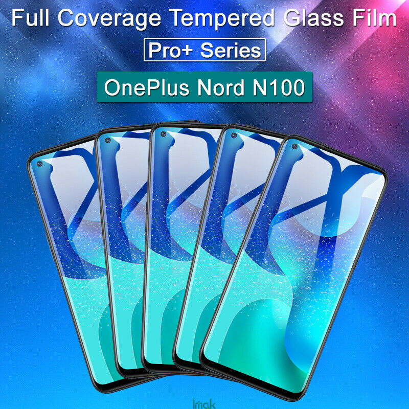 Full Coverage Tempered Glass Screen Protector for Oneplus Nord N100 -Black 5 PCS AAA (Full Glue) (No Package)