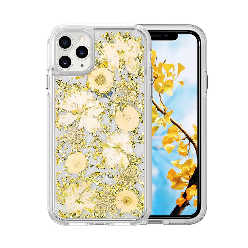 Real Dried Flower Transparent Hybrid Case For iPhone 12 Mini (5.4") - Yellow